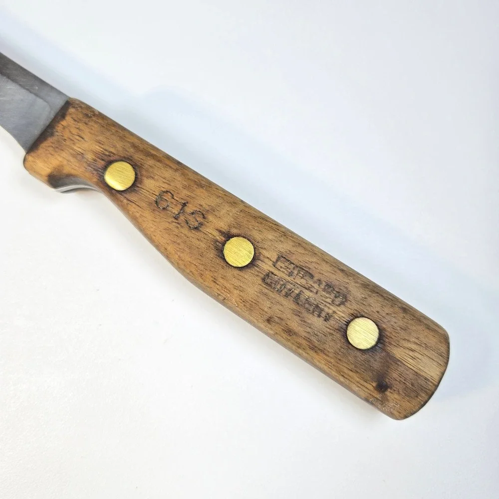 Vintage Chicago Cutlery 61S Knife Vintage Walnut Handle Brass Rivets USA L2